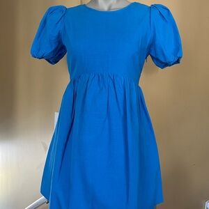 Blue Puff Sleeve Dress